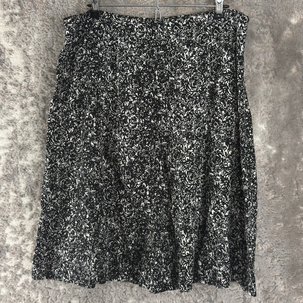 Christopher & Banks Size 12 Floral Rayon Casual Skirt Black and White Women